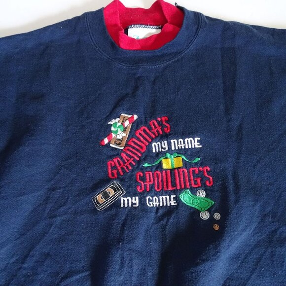 Vintage MC Sportswear Blue Grandma Graphic Sweatshirt Women Size 2X Long sleeve - Picture 2 of 9